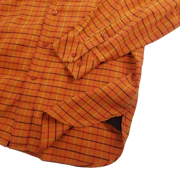 Tommy Hilfiger Button Down Long Sleeve Shirt Mens Sz L Orange Windowpane - Picture 7 of 16